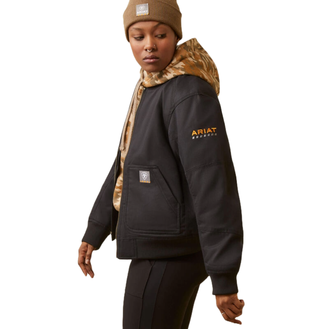 Ariat Rebar Stretch Canvas Bomber Jacket - Black  from GME Supply